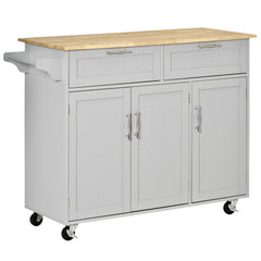 Modern Kitchen Island, Utility Kitchen Serving Cart with 2 Storage Drawers & Cabinets for Dining Room, Black