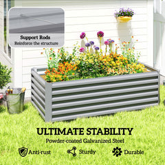 6' x 3' x 2' Raised Garden Bed, Galvanized Planter Box for Growing Flowers, Herbs and Vegetables, Brown