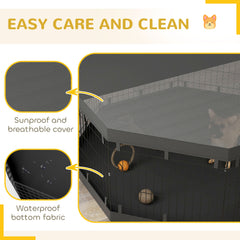8 Panels Foldable Dog Playpen with Bottom Pad & Top Cover, 24" High