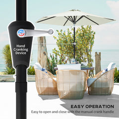 Patio Sun Umbrella, Outdoor Parasol with 6 Ribs, Khaki