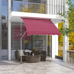 6.6'x5' Manual Retractable Patio Awning Sun Shelter Window Door Deck Canopy, Water Resistant UV Protector, Black