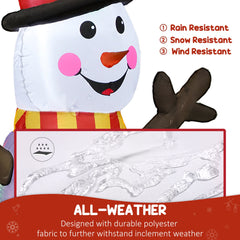 6FT Christmas Inflatables Snowman & Penguins with LED Lights and Flashing Projector Light, Blow Up Inflatable Decoration