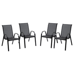 4-Piece Outdoor Dining Chair for Relaxing on Patio Balcony Garden, Comfortable Outdoor Furniture with Armrests, Black