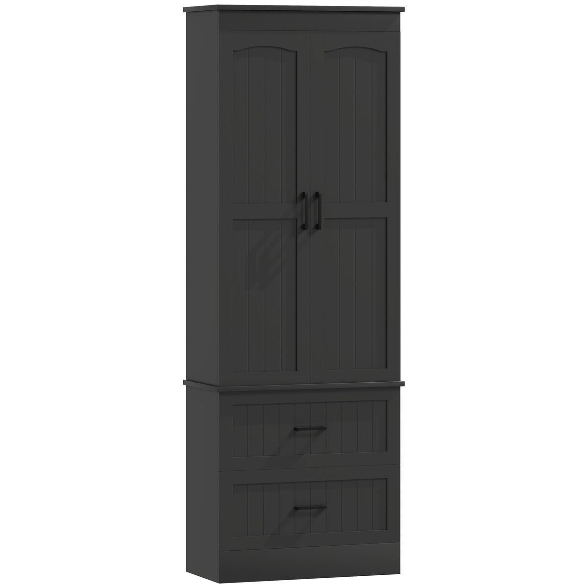 Tall Pantry Cabinet, 67" Kitchen Storage Cabinet with Adjustable Shelves and 2 Drawers for Kitchen, Dining Room, Black