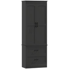 Tall Pantry Cabinet, 67" Kitchen Storage Cabinet with Adjustable Shelves and 2 Drawers for Kitchen, Dining Room, Black