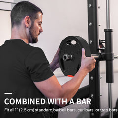 1-Inch Weight Plates, Barbell Weights Set for Weightlifting and Strength Training, 2 x 11lbs + 2 x 5.5lbs