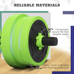 44lbs 4-in-1 Adjustable Weight Dumbbell Set, Barbell, Kettlebell, Push Up Stand, Green