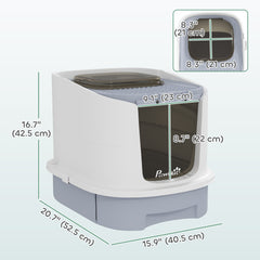 Enclosed Cat Litter Box with Lid, Scoop, Top Entry, Deodorization Bags, Drawer Type Cat Litter Tray, Easy to Clean, Green