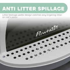 Cat Litter Box with Lid, Front Door Flap, Scoop, Handle, Easy Clean, for Small and Medium Cats, Green