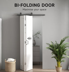 35" x 83" Sliding Door with 3.6FT Bi-Folding Door, Hardware Kit Included & Handle, DIY Paintable MDF Surface