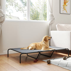 Elevated Dog Bed, Outdoor Dog Cot, Raised Dog Bed for Large Dogs with Breathable Mesh, Beige