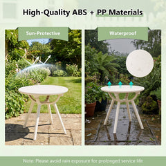 Weather-Resistant Circular Small End Table for Poolside and Balcony-set of 2