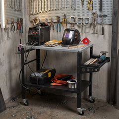 Welding Table 36x18 inches with Lockable Wheels and 144 Fixture Holes and Tool Slots