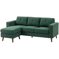 Sectional Sofa with Changeable Chaise Lounge, 3 Seat L-Shaped Small Space Sofa, Upholstered Couch for Small Space, Dark Grey