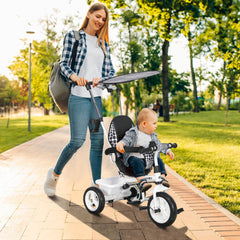6 in 1 Kids Tricycle with Removable Handlebar and Canopy, Navy Blue