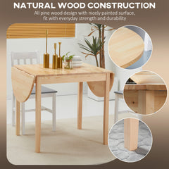 Solid Wood Kitchen Table, Drop Leaf Tables for Small Spaces, Folding Dining Table, Black