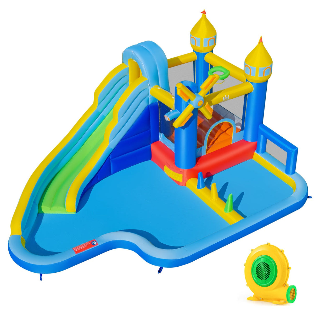 Windmill Themed Inflatable Water Park with Two Splash Pools and 680W Blower