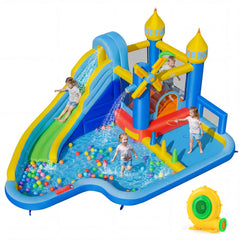 Windmill Themed Inflatable Water Park with Two Splash Pools and 680W Blower