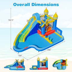 Windmill Themed Inflatable Water Park with Two Splash Pools and 680W Blower