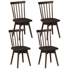 Set of 4 Swivel Spindle Back Dining Chairs, Walnut Rubber Wood