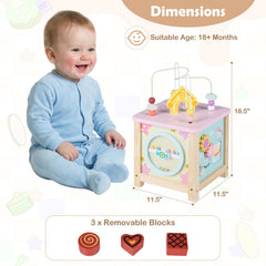 Wooden Activity Cube with Montessori Sensory Toys for 18+ Months Toddlers