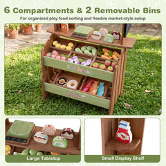 Wooden Grocery Store with Chalkboard and Accessories Montessori Toy for 3+ Kids
