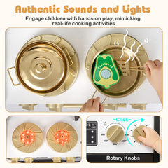 Wooden Kids Kitchen Playset with Realistic Lights and Sounds-Black