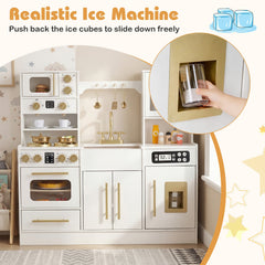 Wooden Kids Kitchen Playset with Realistic Lights and Sounds-White