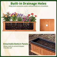 Wooden Raised Garden Bed with Drainage Holes and Liner Solid Fir Wood Planter Box-XL