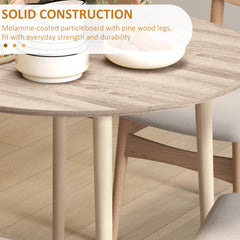 Folding Dining Table, Round Drop Leaf Kitchen Table for Small Spaces with Wood Legs, Oak