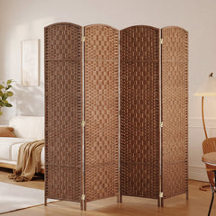6ft Folding Room Divider, 3 Panel Wall Partition with Wooden Frame for Bedroom, Home Office, Natural