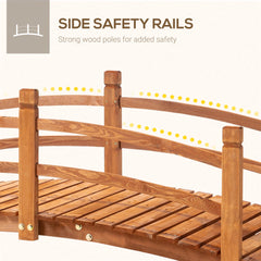 6FT Wooden Garden Bridge Classic Arc Footbridge with Guardrails for Stream Pond Walkway, Orange