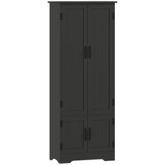 48" 4-Door Storage Cabinet Multi-Storey Large Space Pantry with Adjustable Shelves Black
