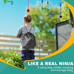 32.8' Ninja Warrior Obstacle Course for Kids 3-6 Years, with Swing, Monkey Bars, Climbing Ladder, Gym Rings, Blue