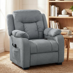 Massage Recliner Chair with Quiet Brushless Motor Pet-Friendly Fabric Power Recliner with 2 Memory Positions Brown