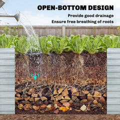 5' x 3' x 2' Raised Garden Bed, Galvanized Planter Box for Growing Flowers, Herbs and Vegetables, Black