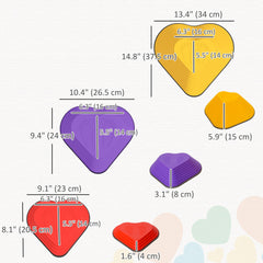 6PCs Non-Slip Stackable Kids Stepping Stones, Heart-Shaped