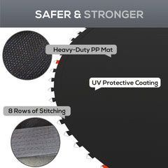 Trampoline Replacement Mat, Fits 14' Trampoline w/ 80 V-Hooks & 5.5" Springs (Spring & Frame not Included), Black