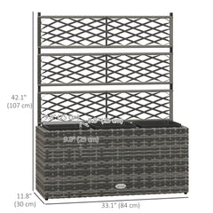 Wicker Raised Garden Bed with Trellis, 42" Tall Outdoor Planter Box, Mixed Grey