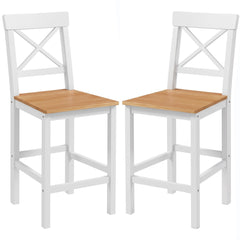 Counter Height Stools Set of 2, Farmhouse Bar Stools with Backs, Solid Wood Counter Stools for Kitchen Island