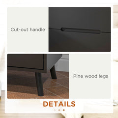Nightstand, Bedside Table with 2 Drawers, Modern Side End Table with Solid Wood Legs for Bedroom, White