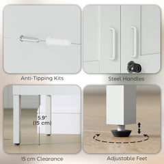 Office Storage Cabinet, Lockable Filing Cabinet with 3 Adjustable Shelves and 2 Doors for Home Office, Garage, White