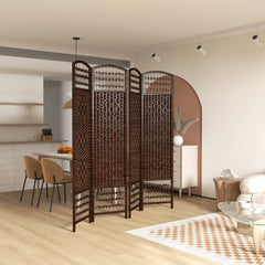 4 Panel Folding Room Divider, Portable Privacy Screen, Wave Fiber Room Partition for Home Office, Black