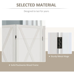 4-panel Wall Partition Farmhouse Room Separator with Foldable Design Wooden Frame 5.6FT, Walnut