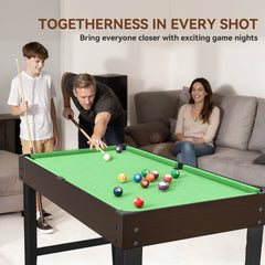 55" Mini Pool Table, Pool Game Billiard Table Set with 2 Cues, 16 Balls, 2 Chalks, Triangle, Brush, Green