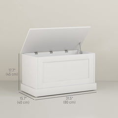 31.5 Inches Storage Chest, Storage Trunk with Safety Hinge, Wooden Box for Living Room, Natural Wood Grain