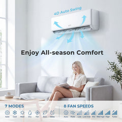 X-Pro 18,000 BTU 2 Zone Mini Split Heat Pump, 24 SEER2, 9K + 9K