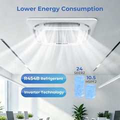 X-Pro 27,000 BTU 2 Zone Ceiling Cassette Mini Split Heat Pump, 24 SEER2, 18K + 18K