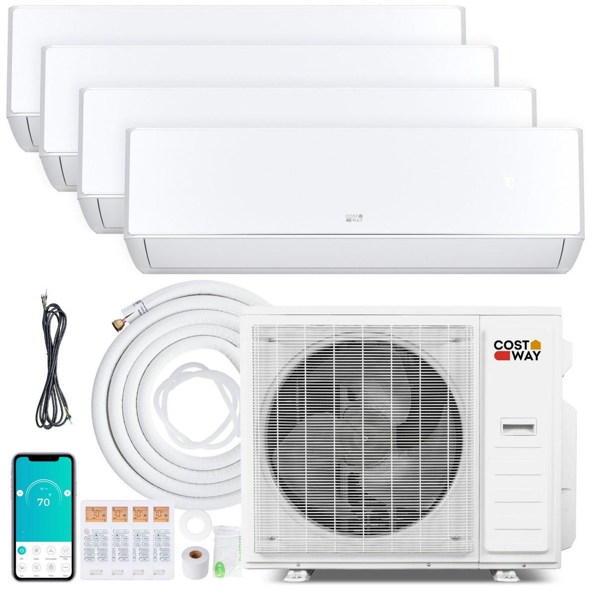 X-Pro 35,000 BTU 4 Zone Mini Split Heat Pump, 22.5 SEER2, Wifi, 9K + 9K + 12K + 12K