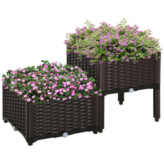 1 Piece Raised Garden Bed PP Raised Flower Bed Vegetable Herb Grow Box Stand Brown